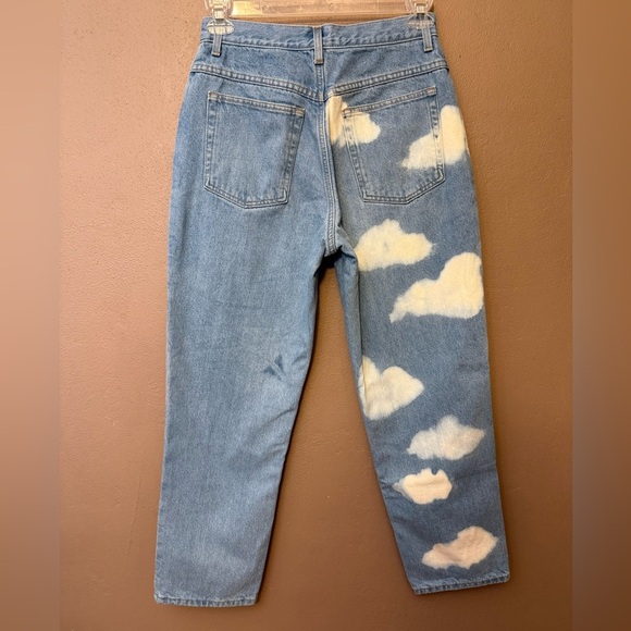 L.L. Bean Original Fit Blue Flannel Lined Jeans w/ White Cloud Design Size 10P - Picture 7 of 16